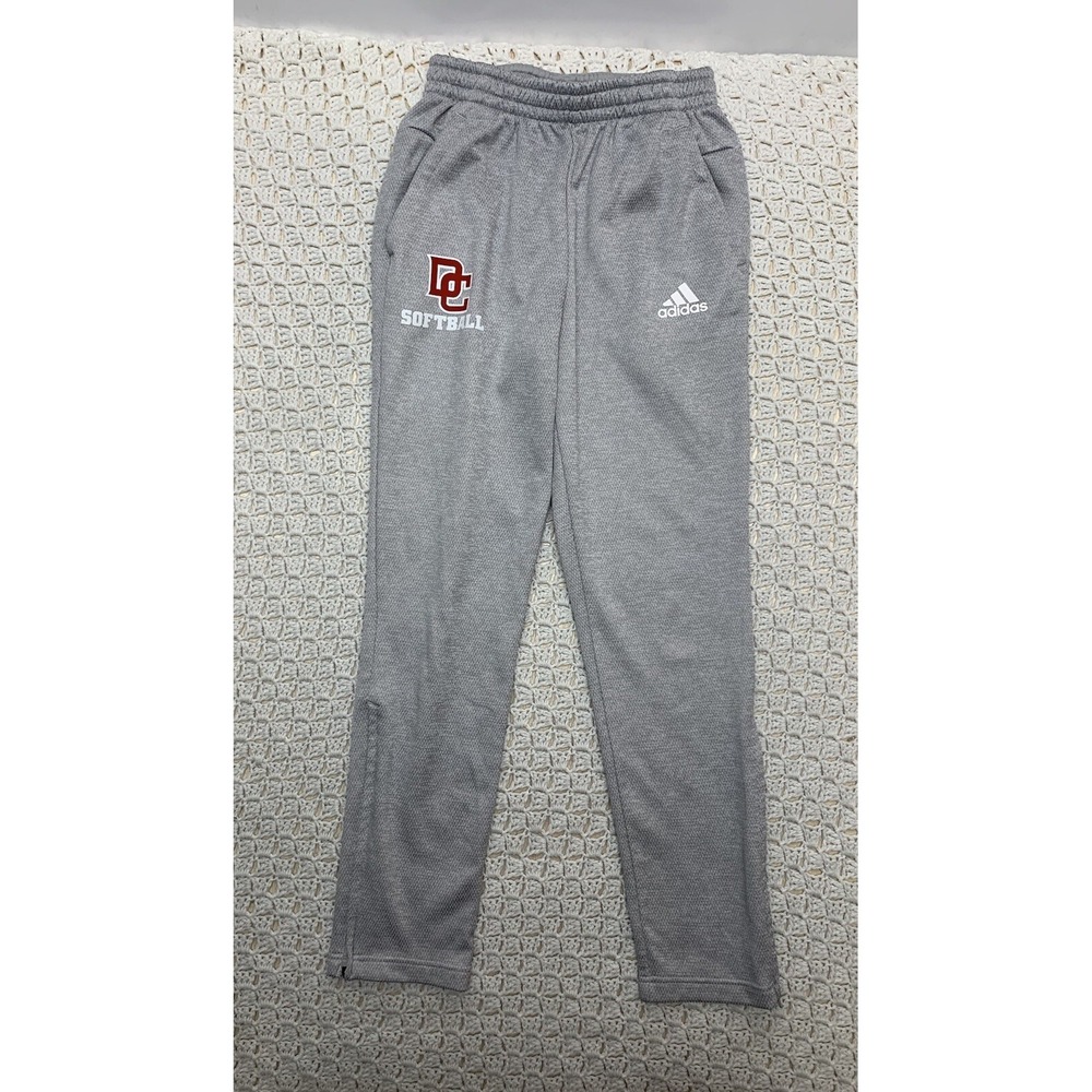 Adidas Track Pants Mens Sz  S Gray  Tapered  Zipper Legs Drawstring Softball‎ DC